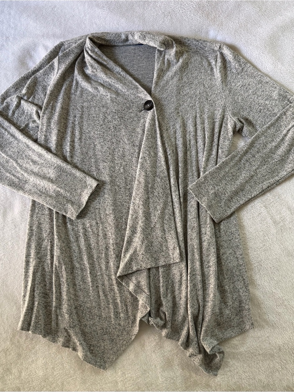 Apt. 9 Heather Gray Draped Open-Front Cardigan